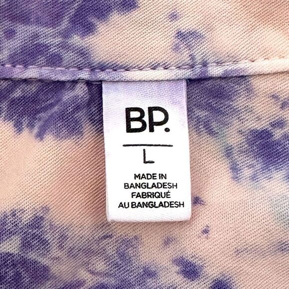 🌺 BP Nordstrom Tie Dye Pink & Purple Oversized Soft Button Down Shirt Size L NWT - Picture 8 of 11